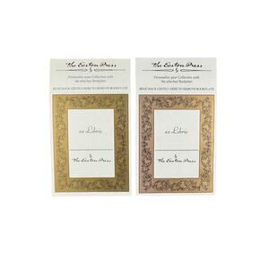 Easton Press Ex Libris White and Gold Bookplates with Black Floral Set of 2